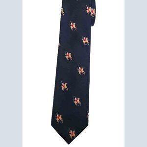 Vintage Briar Pride of England Tie Necktie Navy Blue Santa Claus Polo Player